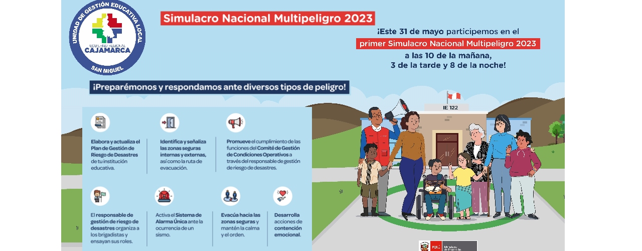 👉PARTICIPA DEL I SIMULACRO NACIONAL MULTIPELIGRO 2023, dirigido a toda la comunidad educativa.